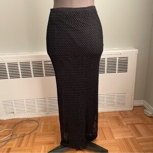 Petites Laundry by Shelli Segal black beaded fishnet tube skirt or tube dress